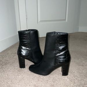 Black Snake-Skinned Booties
